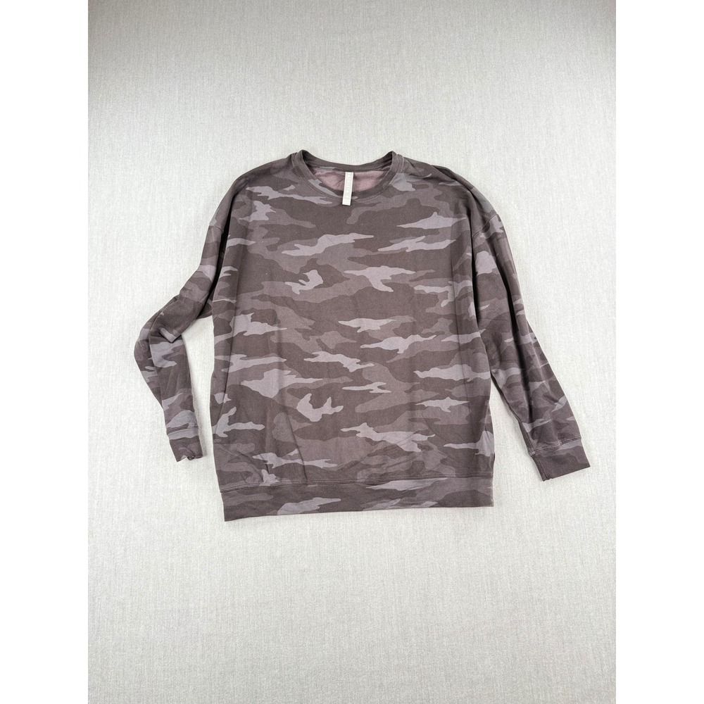 Athleta Camo Sweatshirt Purple Grey Tencel Blend Crewneck 509995 HO19 M
